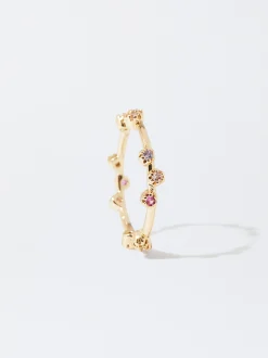 Parfois Bijuteria Delicada|Anéis*Anel Dourado Com Cristais | Multicor
