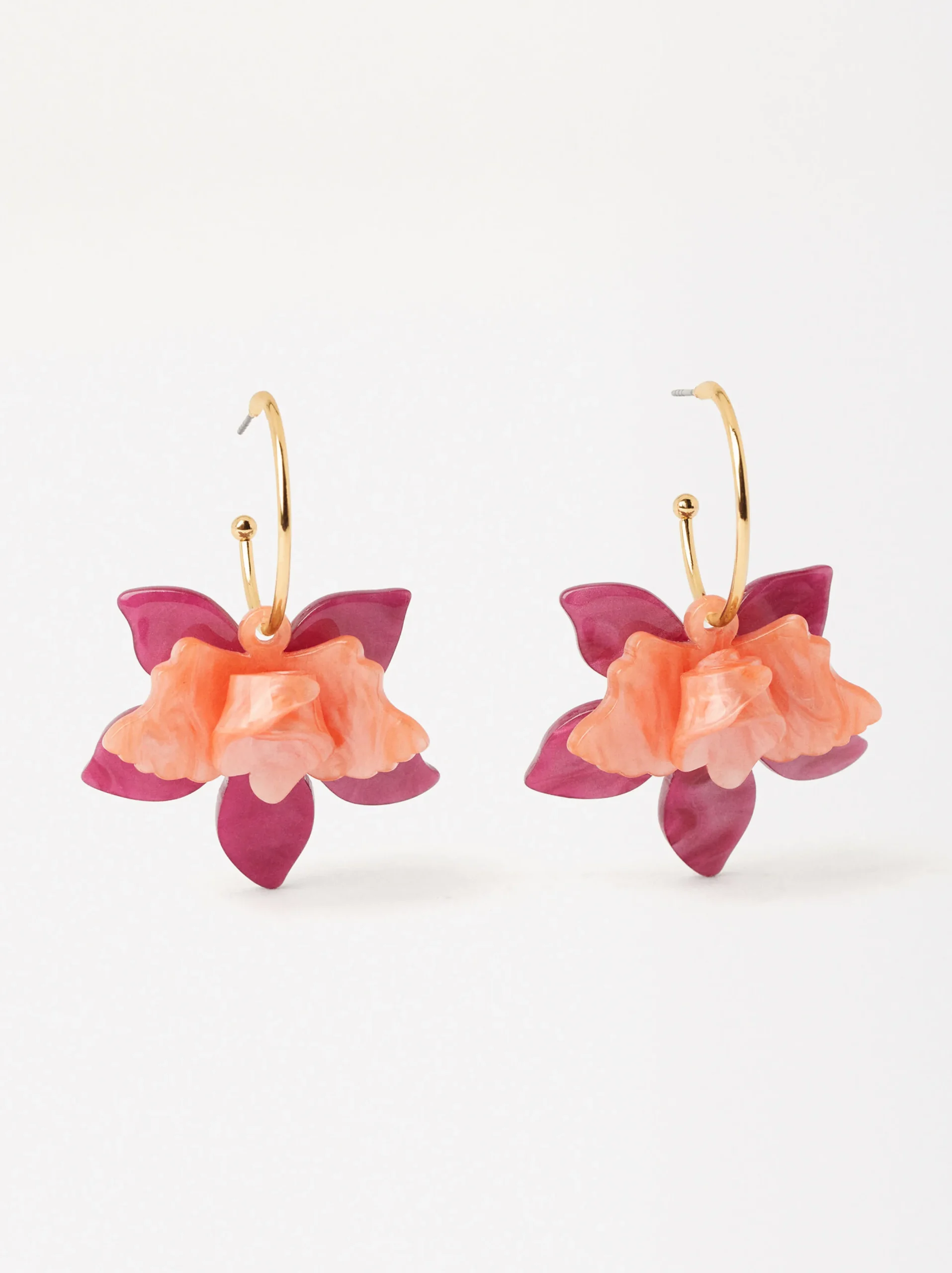 Parfois Bijuteria de festa new|Brincos*Argolas Com Flor Coral | FÚcsia