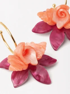 Parfois Bijuteria de festa new|Brincos*Argolas Com Flor Coral | FÚcsia