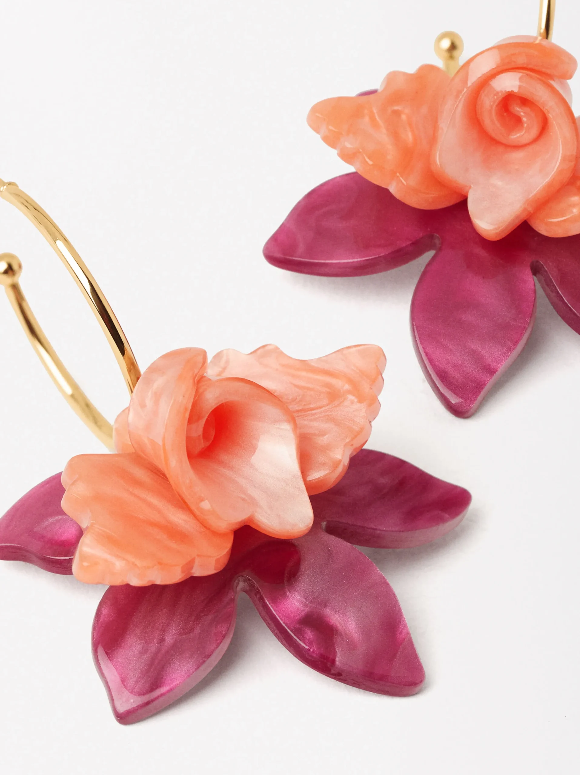 Parfois Bijuteria de festa new|Brincos*Argolas Com Flor Coral | FÚcsia