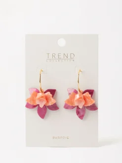 Parfois Bijuteria de festa new|Brincos*Argolas Com Flor Coral | FÚcsia