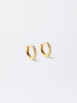 Parfois Básicos|Prata 925*Argolas Personalizáveis Prata 925 Com Zircónias Multicor | Dourado