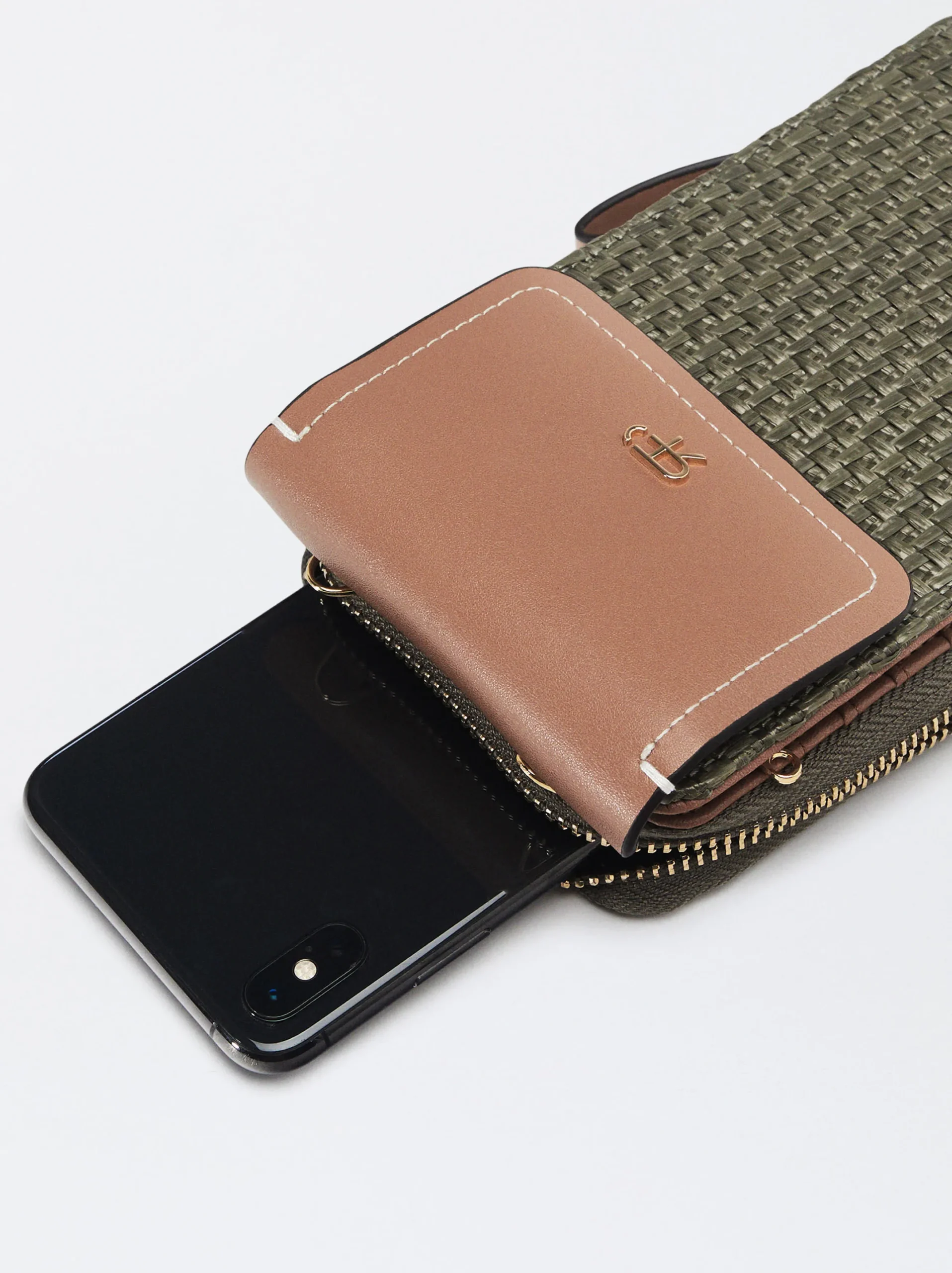Parfois Acessórios Telemóvel|Bolsas para Telemóvel*Bolsa Para Telemóvel Efeito Palha Bege | Caqui