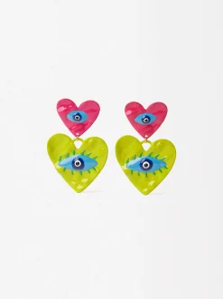 Parfois Brincos*Brincos Duplo Coração Olhos | Multicor