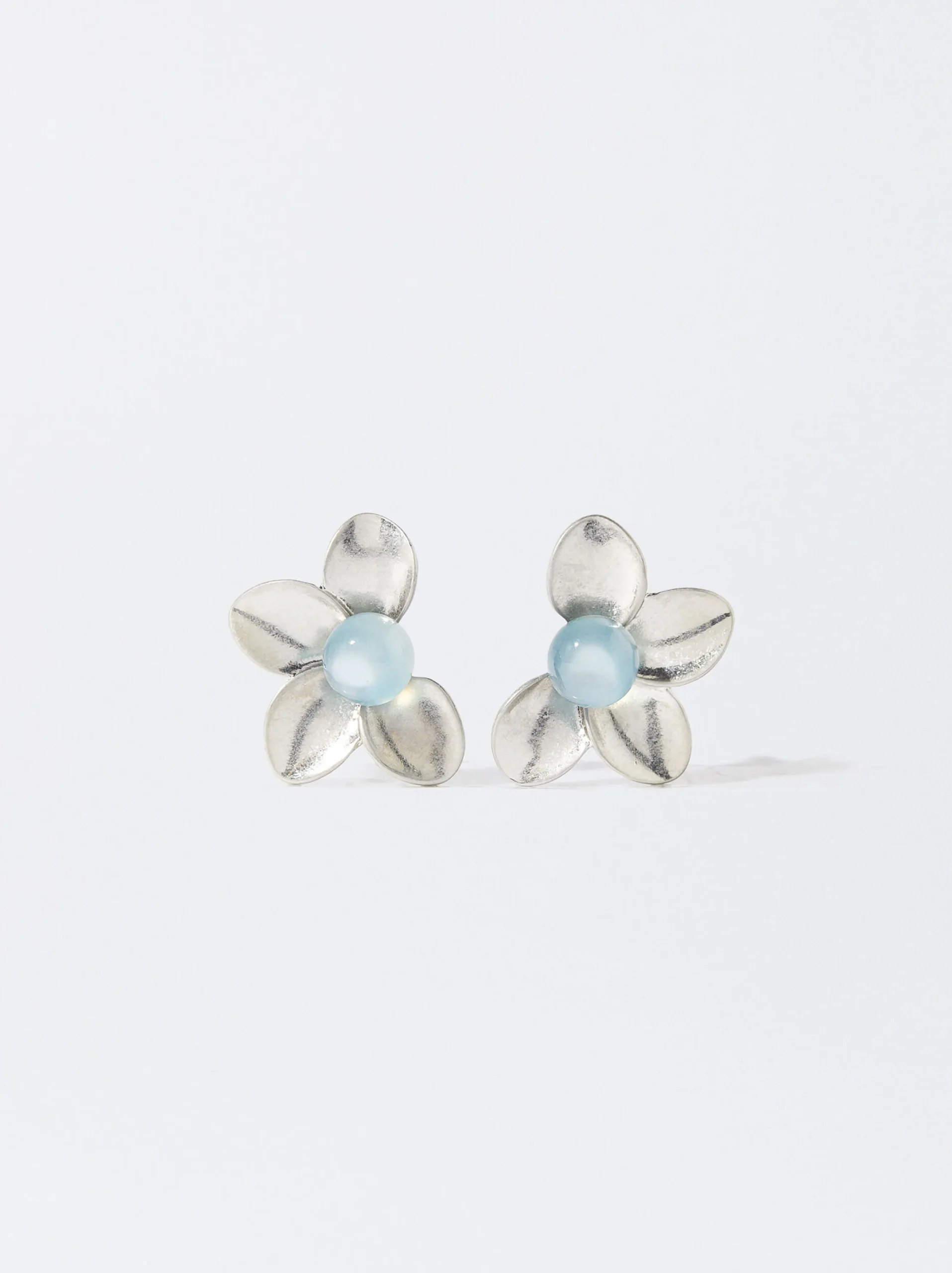 PARFOIS Brincos*Brincos Flor Com Pedra | Cinzento
