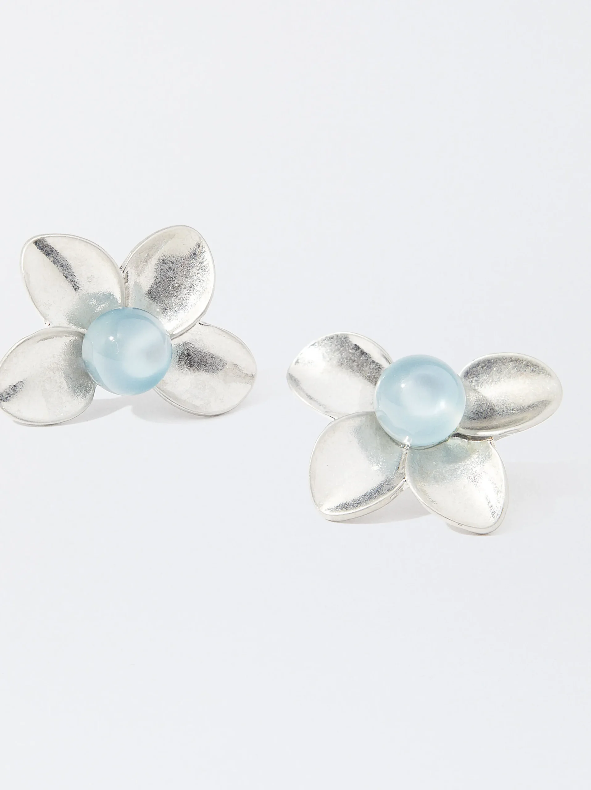 PARFOIS Brincos*Brincos Flor Com Pedra | Cinzento