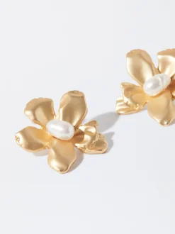 Parfois Bijuteria Delicada*Brincos Flor Com Pérolas | Branco