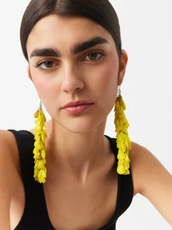 Parfois Brincos*Brincos Longos De Pétalas - Edição Limitada | Amarelo