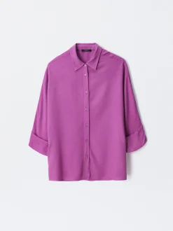 Parfois Básicos|Camisas*Camisa Fluida Com Botões Azul | Lilás