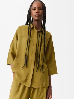 Parfois Básicos|Camisas*Camisa Fluida Com Botões Verde | Amarelo