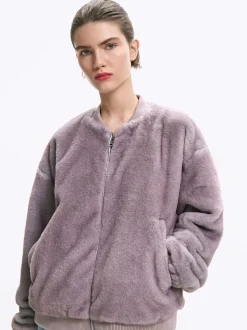 Parfois Blazers e Casacos*Casaco De Pelo Com Bolsos | Roxo