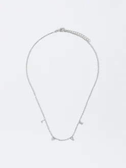 Parfois Bijuteria Delicada*Colar Com Zircónias Love Dourado | Prateado