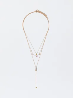 Parfois Bijuteria Delicada*Colar Dourado Com Cristais | Multicor