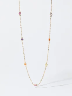Parfois Bijuteria Delicada*Colar Dourado Com Zircónias | Multicor
