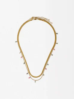 Parfois Aço inoxidável*Conjunto De Colares Dourados Com Pedras - Aço Inoxidável | Multicor