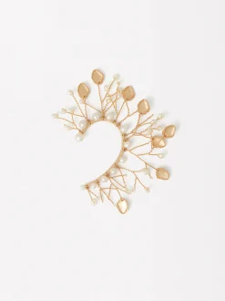 Parfois Acessórios de Cabelo*Ear Cuff Dourado Com Pérolas | Branco