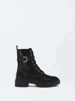 Parfois Botas e Botins*Exclusivo Online - Botins Com Cordões E Tira Com Fivela | Preto