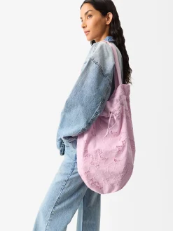 Parfois Malas de Ombro*Mala Bucket Bordada Cru | Roxo