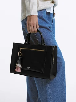 Parfois Malas de Mão|Malas Grandes*Mala Tote Com Penduro Bege | Preto