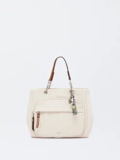 Parfois Malas de Mão|Nylon*Mala Tote Com Penduro Preto | Cru
