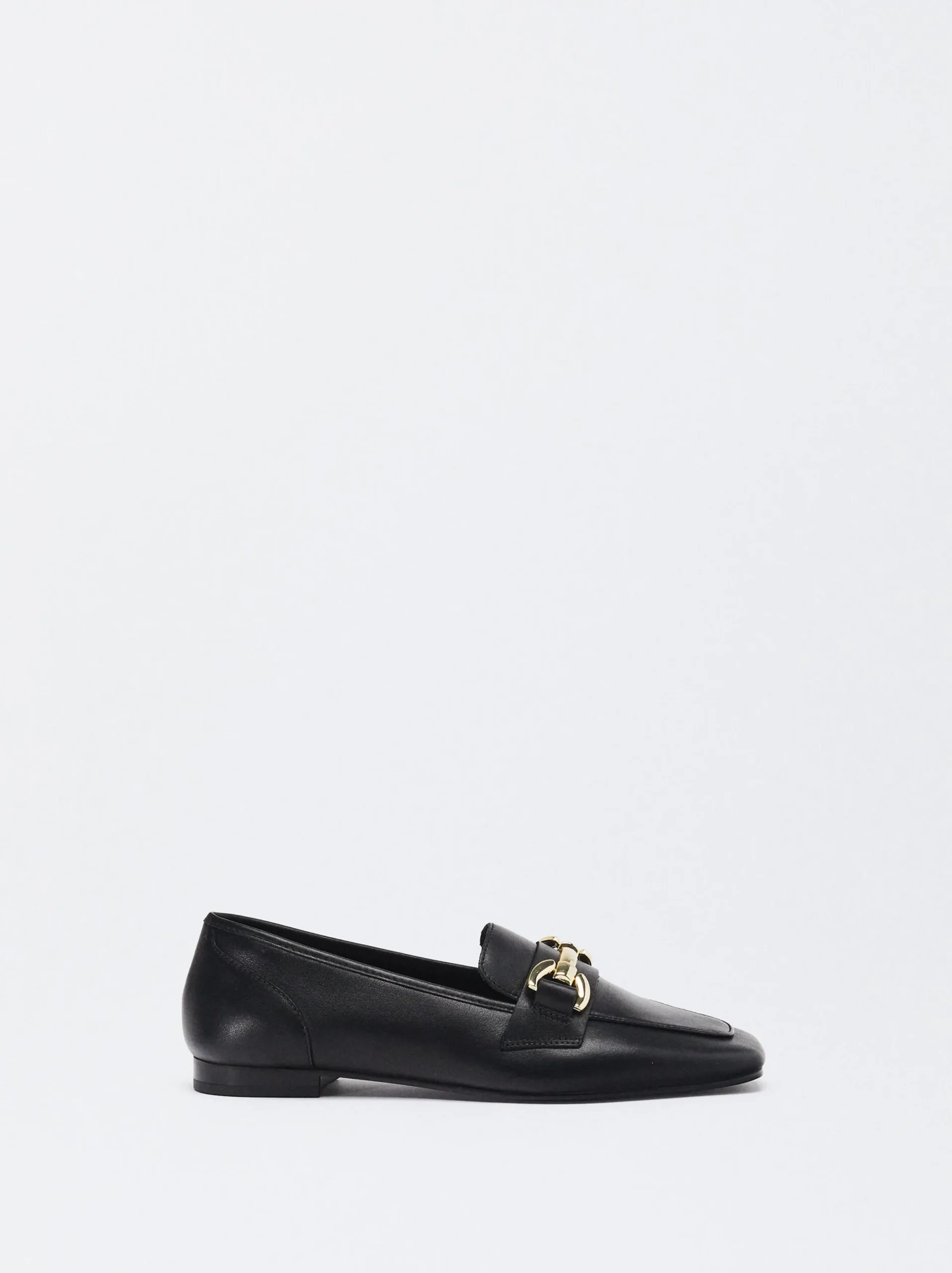Parfois Pele|Sapatos Rasos*Mocassim De Pele Com Fivela | Preto