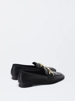 Parfois Pele|Sapatos Rasos*Mocassim De Pele Com Fivela | Preto