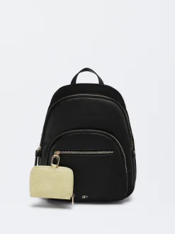 Parfois Mochilas*Mochila Com Penduro Bege | Preto