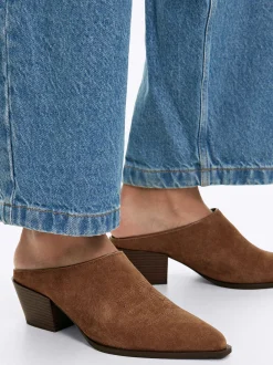 Parfois Pele|Sapatos de Salto Alto*Mules De Pele Salto Alto | Bege