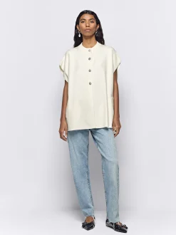 Parfois Malha|Ponchos e Quimonos*Poncho De Malha De Gola Redonda Caqui | Branco
