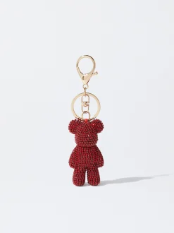 Parfois Porta-Chaves*Porta-Chaves De Urso Com Brilhantes | Vermelho