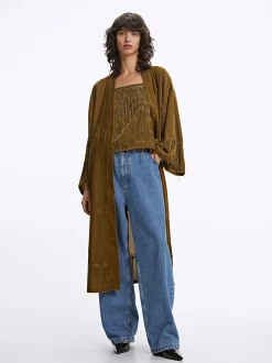Parfois Ponchos e Quimonos*Quimono Com Aplicações | Castanho
