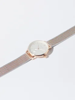 Parfois Relógios Dourado Rosa*Relógio Aço Bracelete De Malha Metálica | Prateado