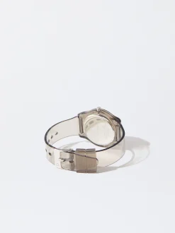 Parfois Relógios Prateados*Relógio Bracelete De Silicone | Preto