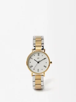 Parfois Relógios Dourados*Relógio Com Bracelete De Aço Bicolor | Dourado
