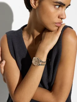 Parfois Relógios Dourado Rosa*Relógio Com Bracelete De Aço Bicolor | Multicor