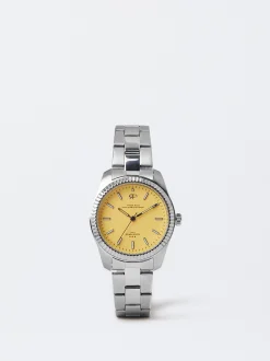 Parfois Relógios Prateados*Relógio Com Bracelete De Aço Verde | Amarelo