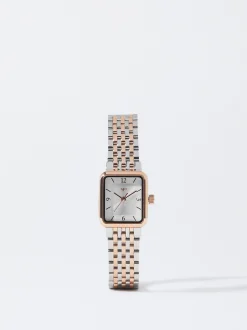 Parfois Relógios Dourado Rosa*Relógio Com Bracelete De Aço Dourado | Multicor