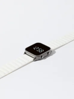 Parfois Relógios Digitais*Relógio Digital Bracelete De Silicone Roxo | Branco