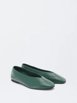 Parfois Pele|Sapatos Rasos*Sabrinas Em Pele Bege | Verde