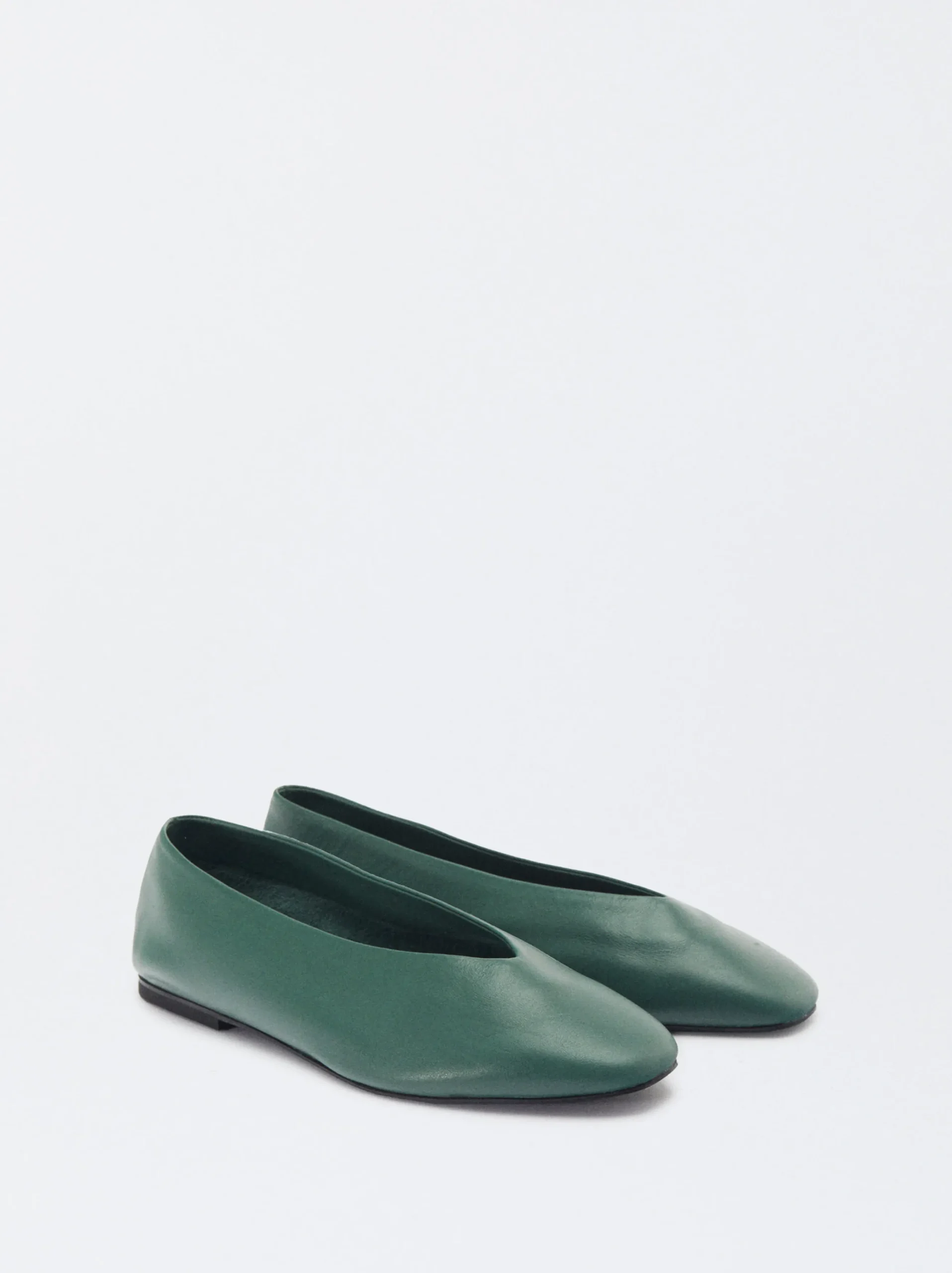 Parfois Pele|Sapatos Rasos*Sabrinas Em Pele Bege | Verde