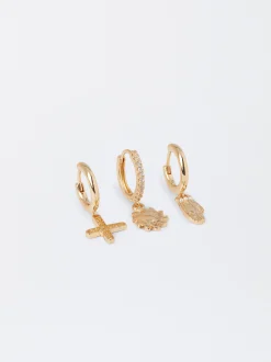 Parfois Sets de Bijuteria|Brincos*Set De Argolas Com Zircónias | Dourado