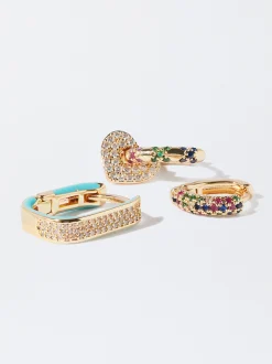 Parfois Sets de Bijuteria|Brincos*Set De Argolas Com Zircónias | Multicor