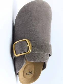 Parfois Pele|Sapatos Rasos*Socas De Pele Com Fivela Bege | Cinzento