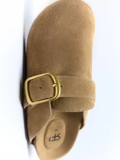 Parfois Pele|Sapatos Rasos*Socas De Pele Com Fivela | Bege