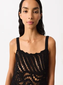 Parfois Malha|Vestidos*Vestido Comprido Crochet | Preto