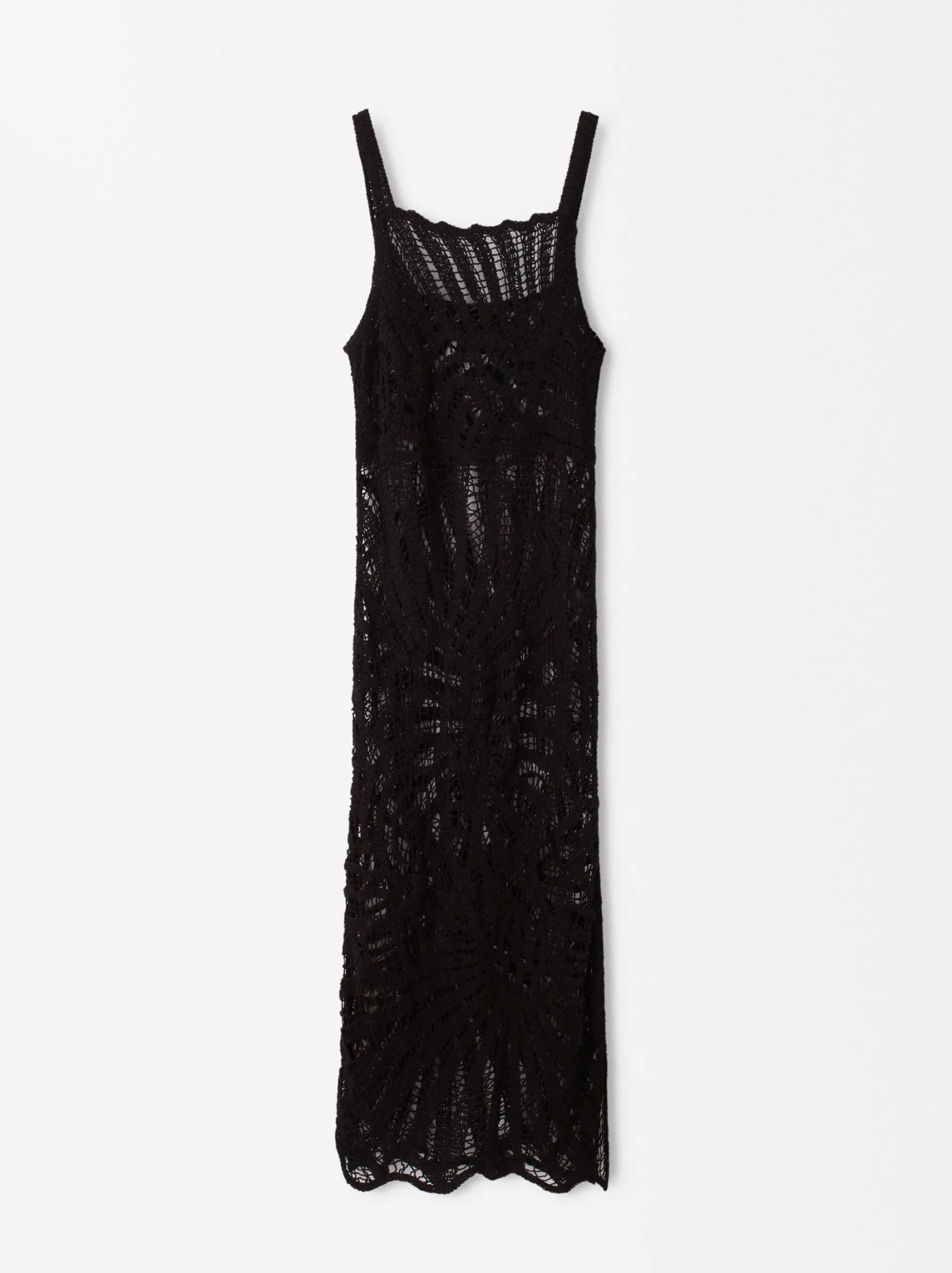 Parfois Malha|Vestidos*Vestido Comprido Crochet | Preto