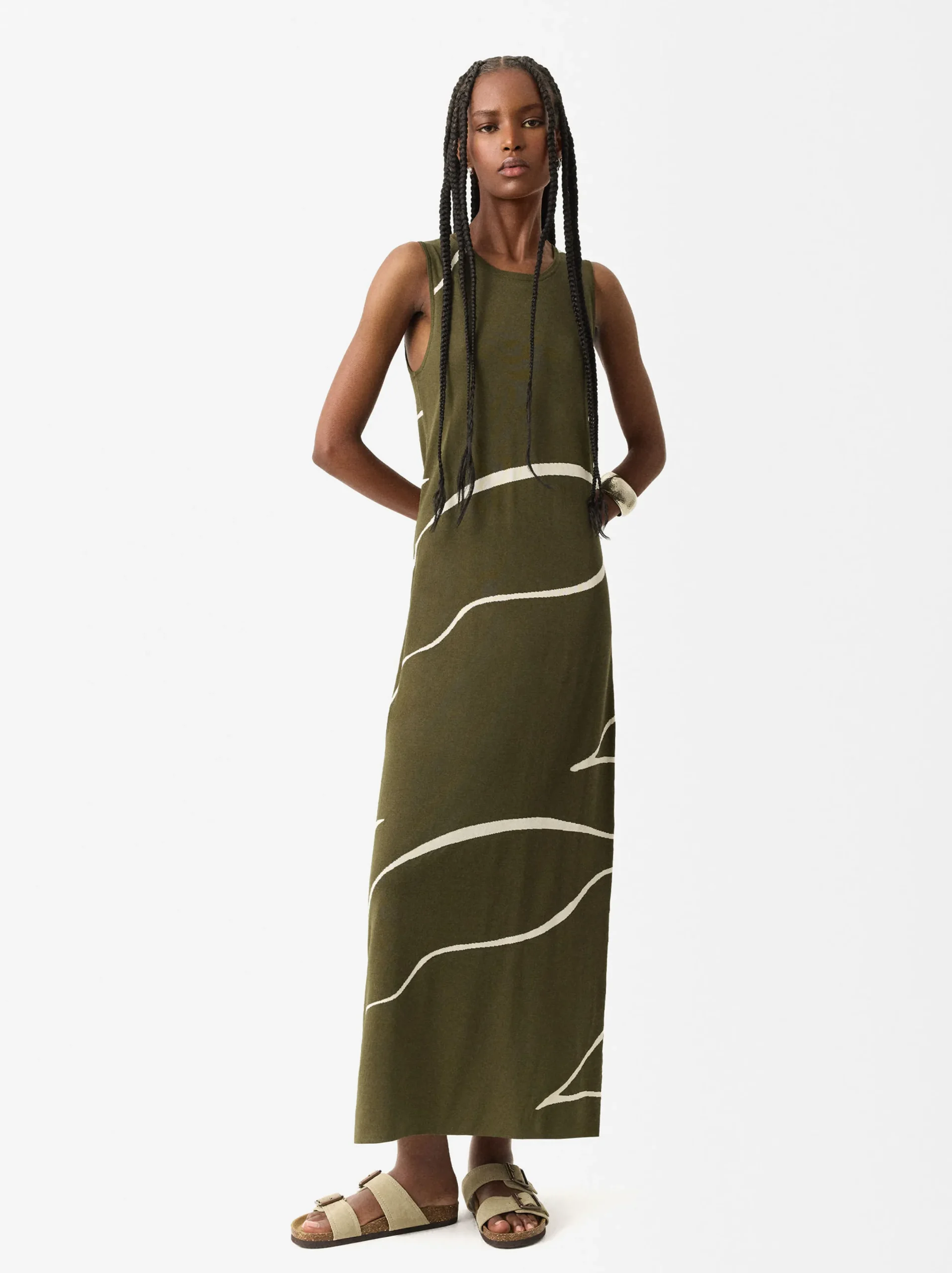 Parfois Malha|Vestidos*Vestido De Malha Jacquard Azul | Caqui